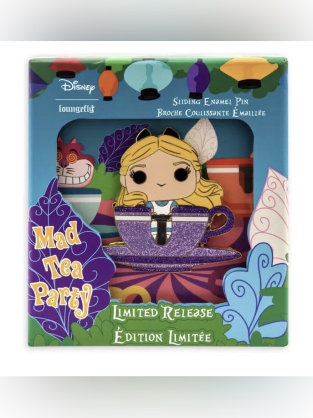Disney Loungefly MAD TEA PARTY ALICE & MAD HATTER Sliding Jumbo LR Pin